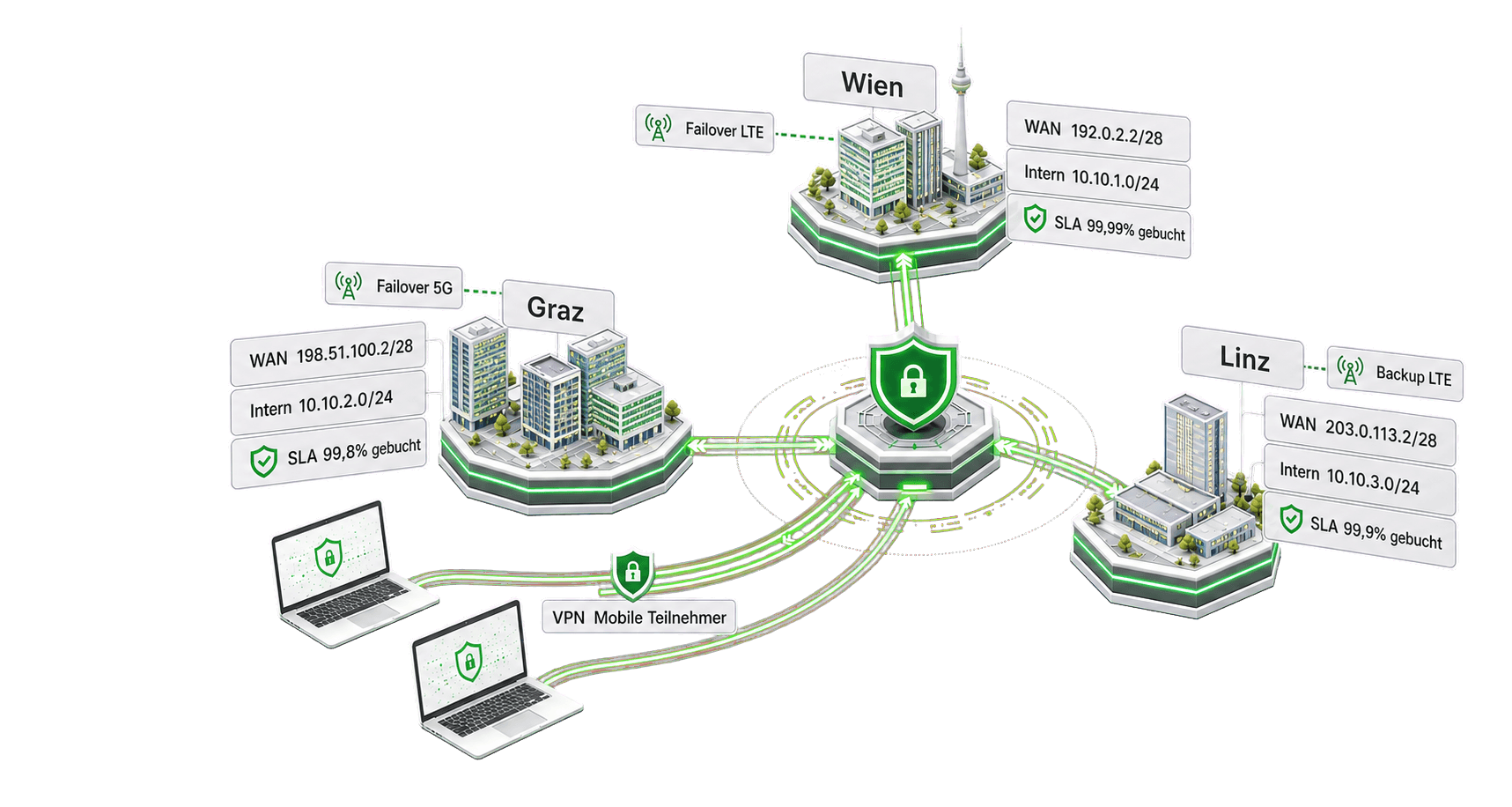 Business-Internetoptionen — Statische IP, Failover und Managed WiFi